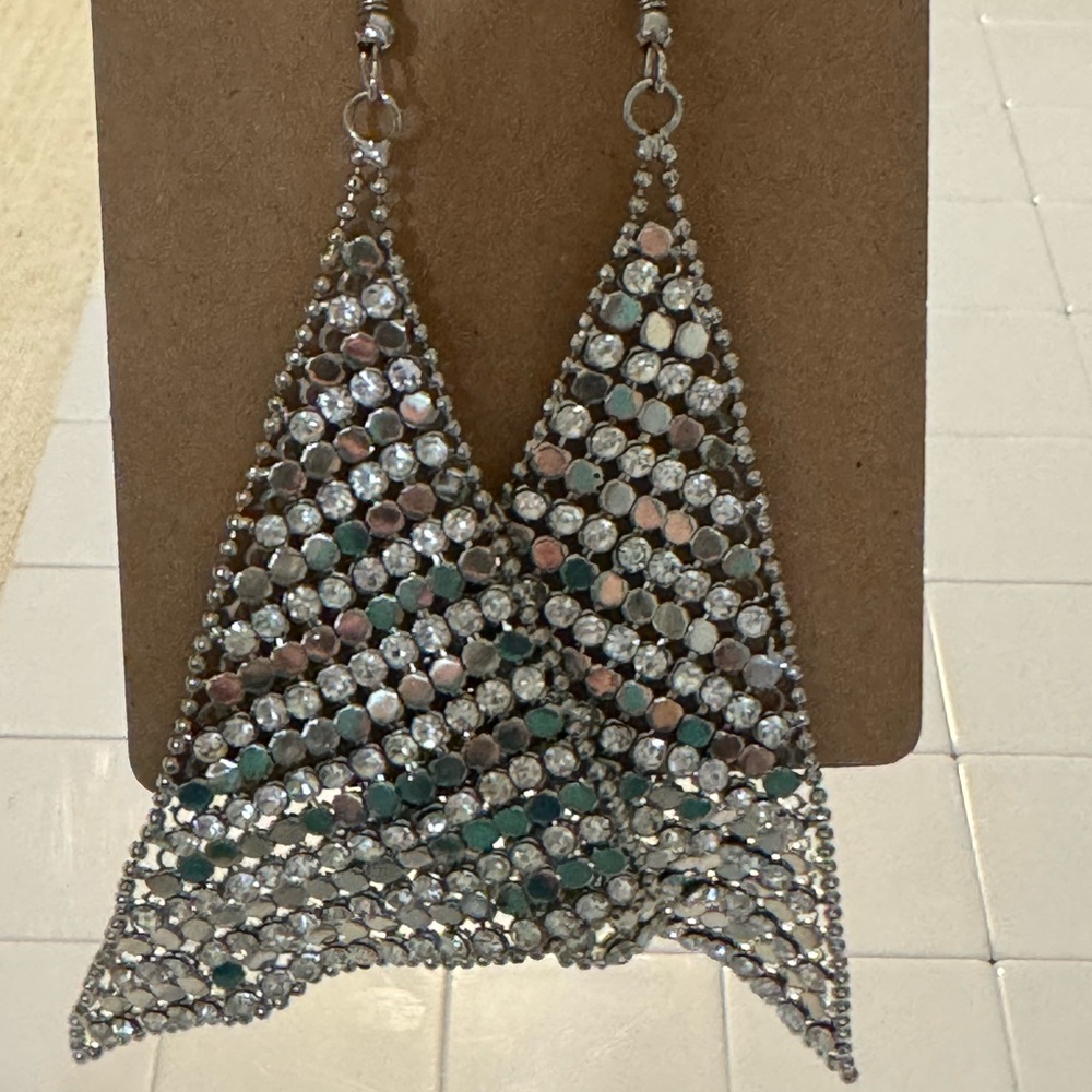 Women’s Express Chainmail Drop Sequin Earrings
